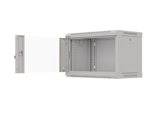 Lanberg rack cabinet 19" wall-mount 6U/540x350 (flat pack) with glass door grey