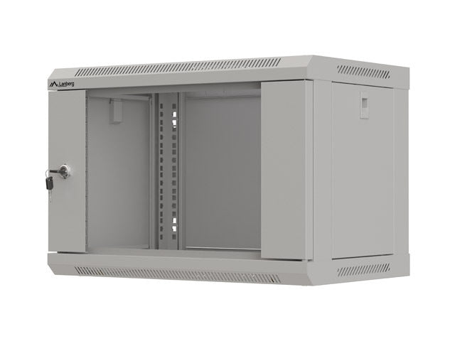 Lanberg rack cabinet 19" wall-mount 6U/540x350 (flat pack) with glass door grey