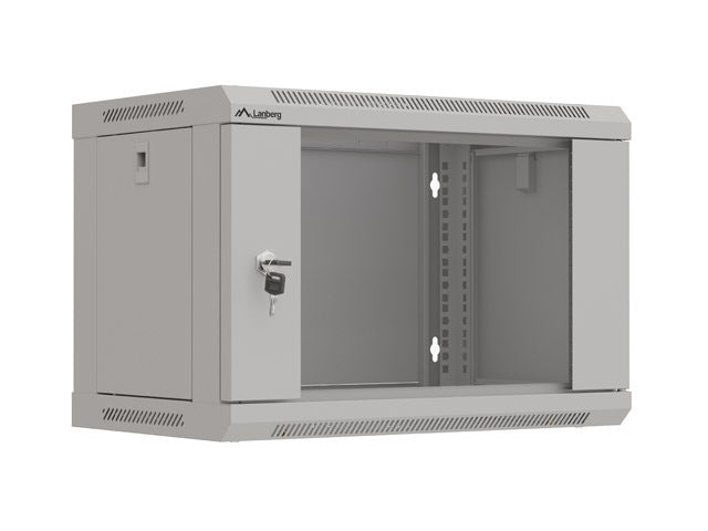 Lanberg rack cabinet 19" wall-mount 6U/540x350 (flat pack) with glass door grey