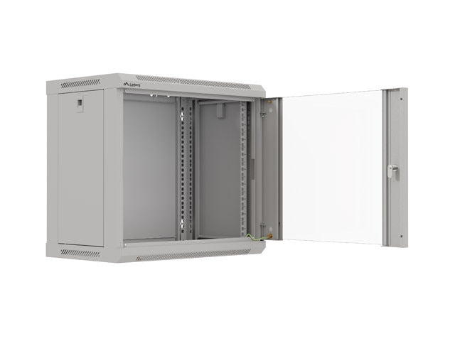 Lanberg rack cabinet 19" wall-mount 9U/540x350 (flat pack) with glass door grey