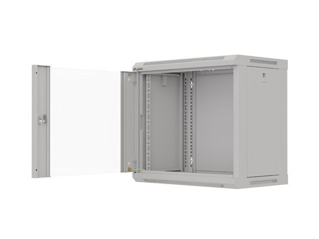 Lanberg rack cabinet 19" wall-mount 9U/540x350 (flat pack) with glass door grey