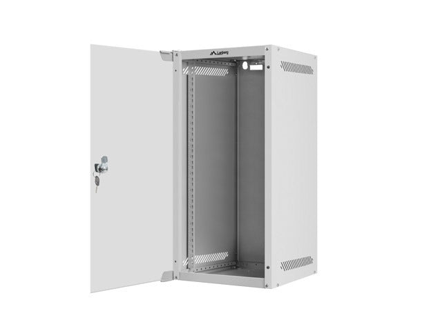 Lanberg rack cabinet 10" wall-mount 12U/280x310 for self-assembly with glass door grey (flat pack)