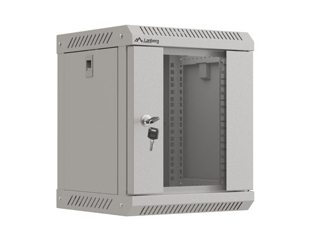 Lanberg rack cabinet 10" wall-mount 6U/300x300 (flat pack) with glass door grey