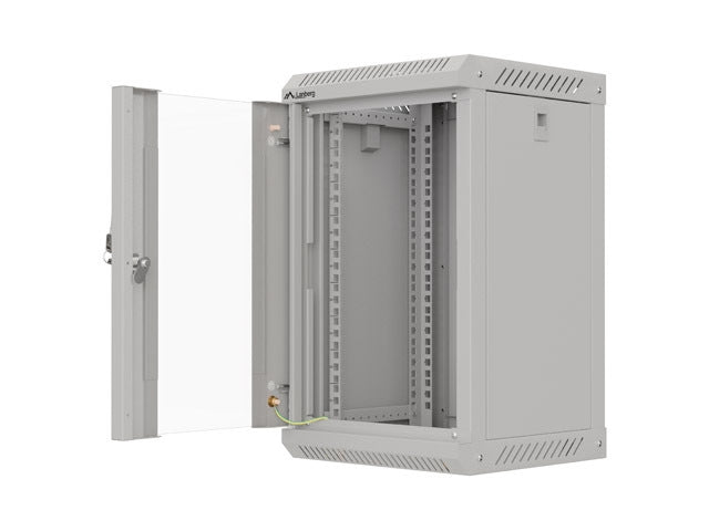 Lanberg rack cabinet 10" wall-mount 9U/300x300 (flat pack) with glass door grey