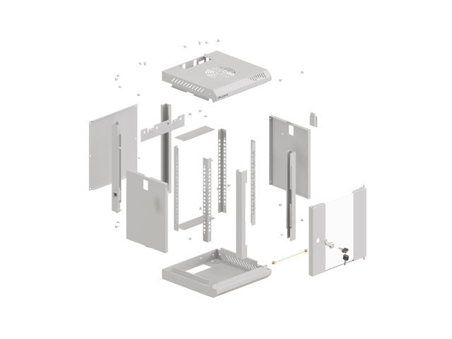 Lanberg rack cabinet 10" wall-mount 9U/300x300 (flat pack) with glass door grey