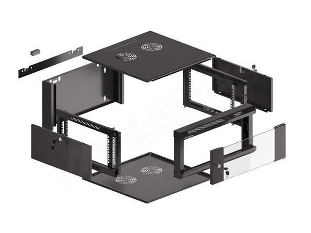 Lanberg rack cabinet 19" wall-mounted 4U 600 fast assembly (flat pack) black