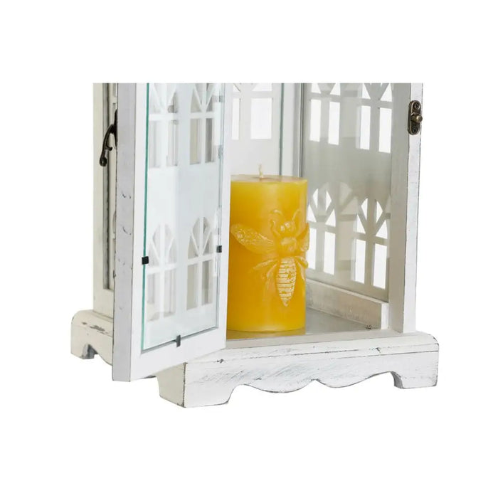 Lantern DKD Home Decor Aged finish White Grey Wood Crystal Mediterranean 19 x 19 x 51 cm - Декорация и Осветление<<<Дом