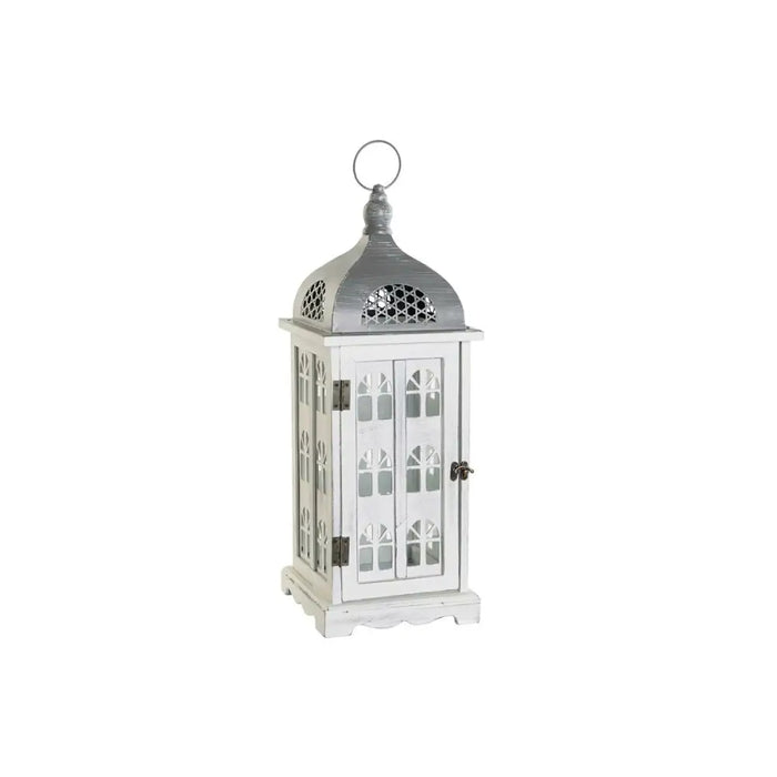 Lantern DKD Home Decor Aged finish White Grey Wood Crystal Mediterranean 19 x 19 x 51 cm - Декорация и Осветление<<<Дом