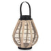 Lantern Gift Decor Black Beige Wood Cloth Glass Lantern 25 x 30 x 25 cm With handle (2 Units) - Декорация и