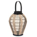 Lantern Gift Decor Black Beige Wood Cloth Glass Lantern 25 x 30 x 25 cm With handle (2 Units) - Декорация и