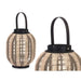 Lantern Gift Decor Black Beige Wood Cloth Glass Lantern 27 x 32 x 27 cm With handle (2 Units) - Декорация и