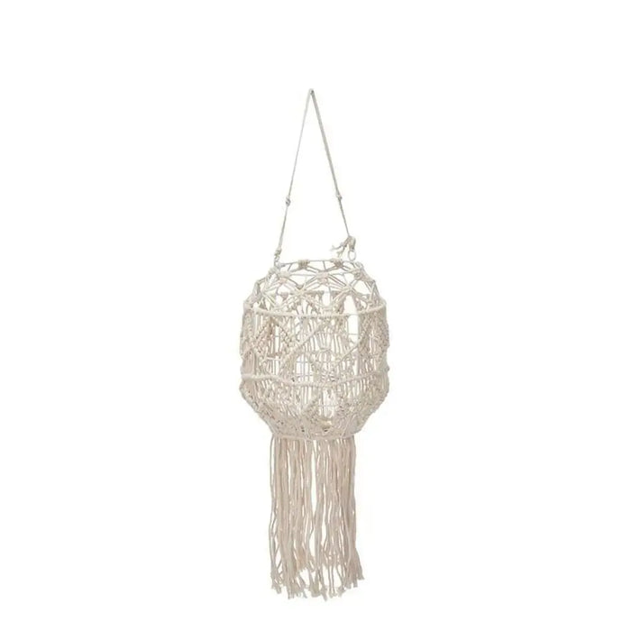 Lantern Gift Decor White Cotton Crystal Macrame 24 x 90 x 24 cm (4 Units) - Декорация и Осветление<<<Дом