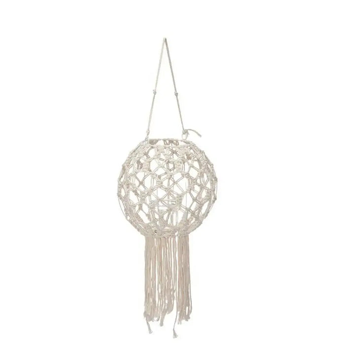 Lantern Gift Decor White Cotton Crystal Macrame 25 x 27 x 25 cm (4 Units) - Декорация и Осветление<<<Дом