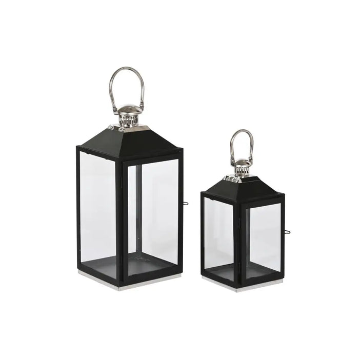Lantern Home ESPRIT Black Silver Crystal Steel 18 x 18 x 41 cm (2 Pieces) - Декорация и Осветление<<<Дом