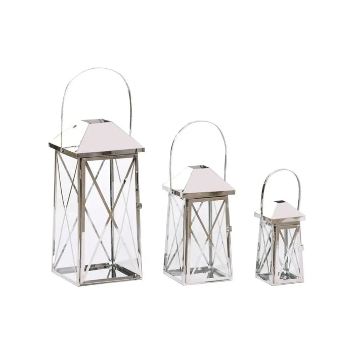 Lantern Home ESPRIT Silver Crystal Steel Chromed 20 x 20 x 48 cm (3 Pieces) - Декорация и Осветление<<<Дом