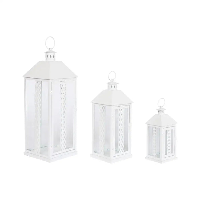 Lantern Home ESPRIT White Crystal Iron Shabby Chic 20 x 20 x 55 cm (3 Pieces) - Декорация и Осветление<<<Дом