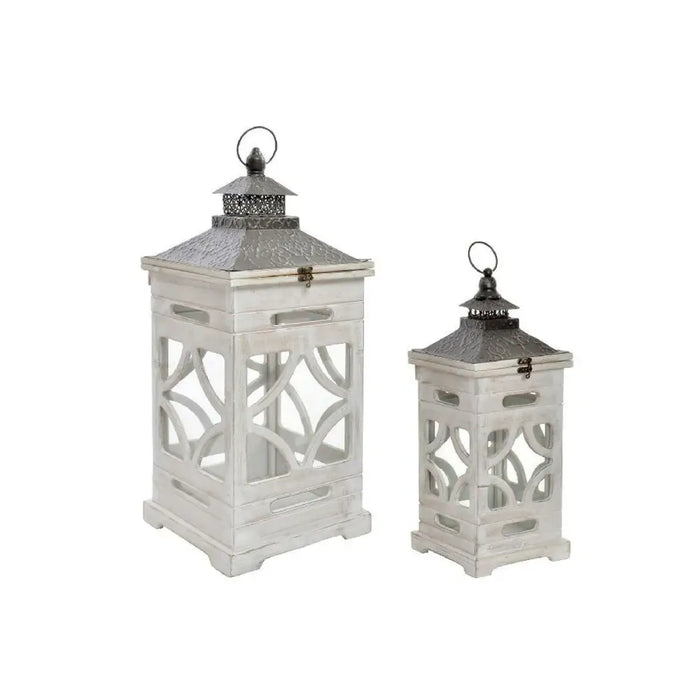 Lantern set Home ESPRIT Natural Crystal Fir Arab 26,5 x 26,5 x 65 cm (2 Pieces) - Декорация и Осветление<<<Дом