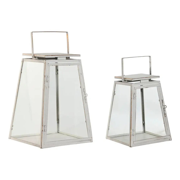 Lantern set Home ESPRIT White Golden Metal Crystal Modern 26 x 26 x 38,5 cm (2 Pieces) - Декорация и Осветление<<<Дом