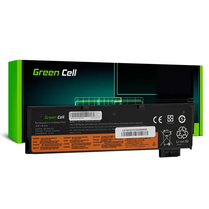 Laptop Battery Lenovo ThinkPad T470 T480 T570 T580 T25 01AV422 01AV490 LiPo 11.4V 1950mAh GREEN CELL - Батерии за