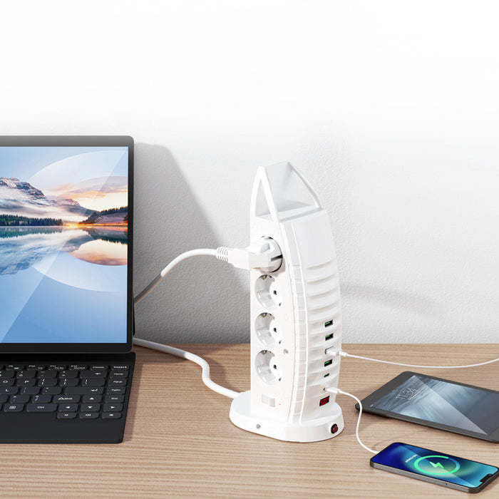 SPLITTER 8 SOCKETS WITH 4 USB-A AND 2 USB-C WHITE LAVAR DUBAl DB820