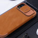 Leather Case with Camera Cover for iPhone 15 Pro Max Nillkin Qin Pro Leather - Black - Cell phone cases