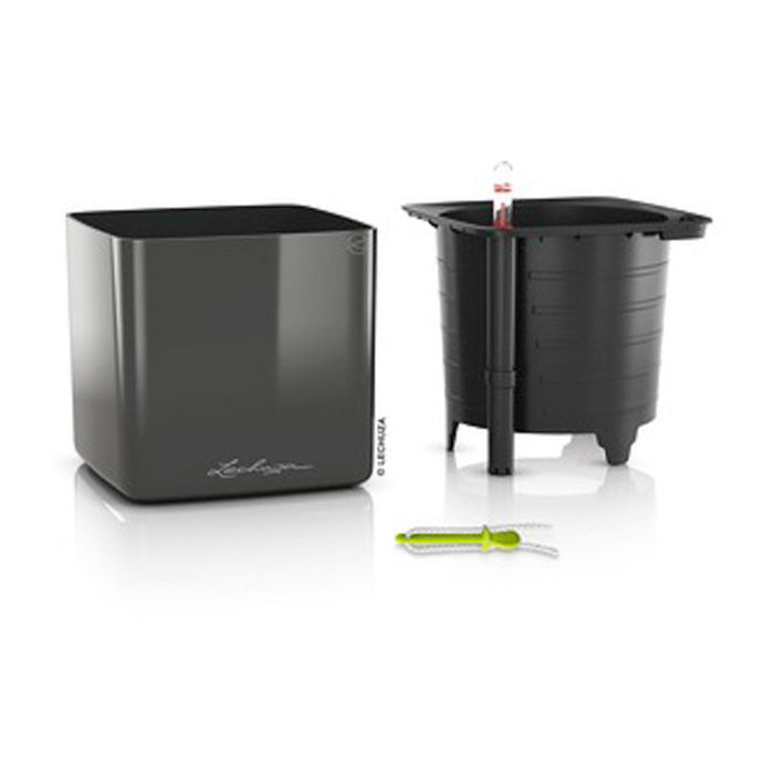POT 17X17CM WITH IRRIGATION SYSTEM LECHUZA CUBE GLOSSY