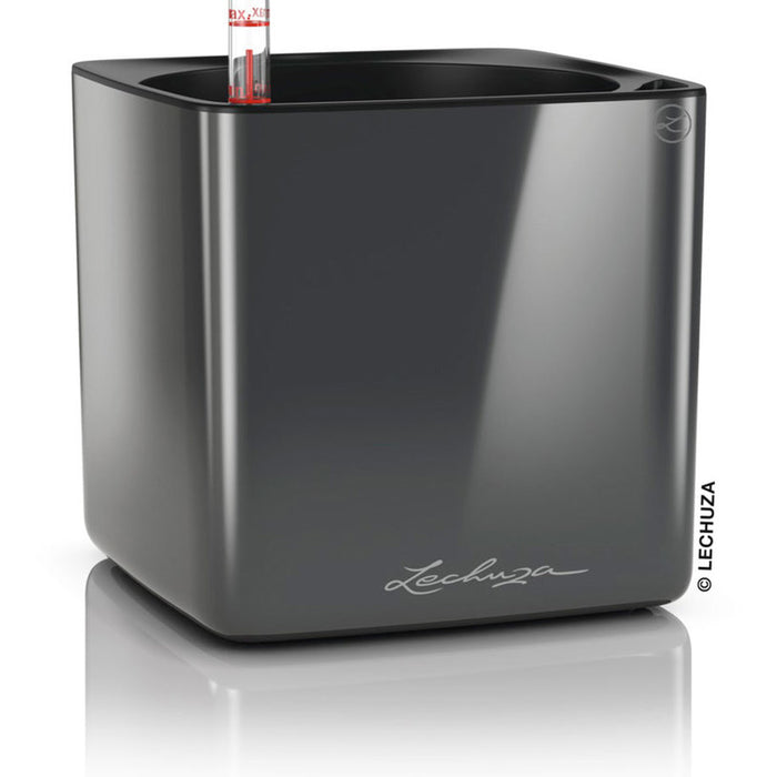 POT 17X17CM WITH IRRIGATION SYSTEM LECHUZA CUBE GLOSSY