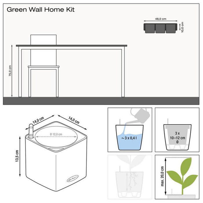 POT 128366 WITH IRRIGATION SYSTEM LECHUZA WALL HOME KIT GLOSSY