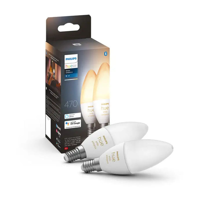 LED BULB E14 5.2W 2 PCS PHILIPS HUE - Осветление<<<Смарт хоум<<<Електроматериали<<<Praktiker&&&Осветление<<<Смарт
