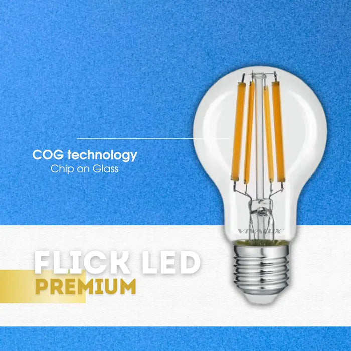 LED BULB E27 11W 230V 3000K 1521LM FILAMENT VIVALUX FLICK LED PREMIUM - Декоративни крушки<<<Електрически