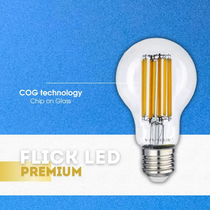 LED BULB E27 14W 230V 3000K 2000LM FILAMENT VIVALUX FLICK LED PREMIUM - Декоративни крушки<<<Електрически