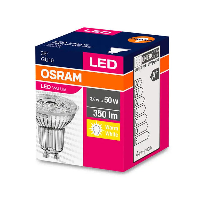 LED BULB OSRAM GU10 3.6W 3000K 350LM - Led крушки<<<Електрически крушки<<<Осветление<<<Praktiker&&&Светодиодни LED