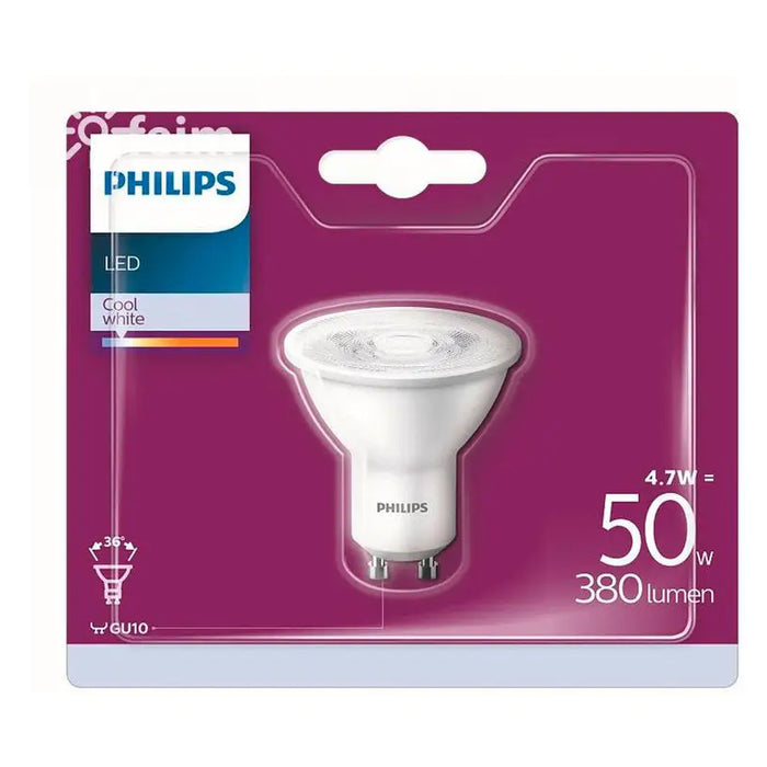 LED BULB PHILIPS GU10 4.7W 380LM 4000K - Led крушки<<<Електрически крушки<<<Осветление<<<Praktiker&&&LED