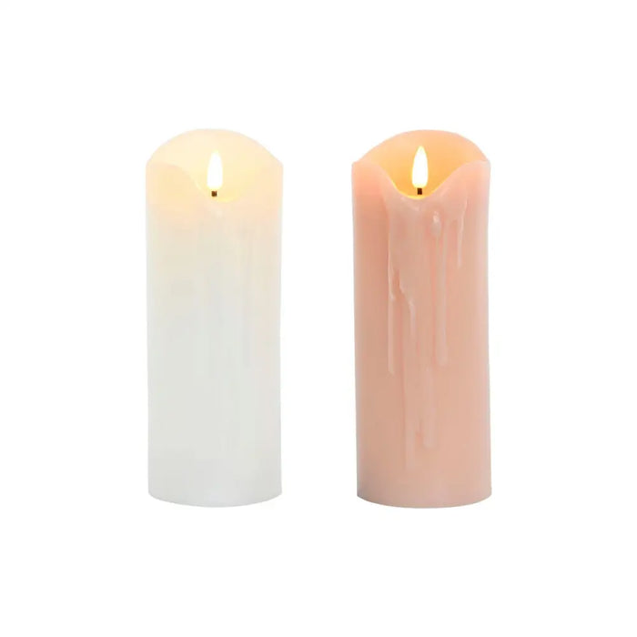 LED Candle DKD Home Decor White Light Pink 7.5 x 7.5 x 20 cm 7,5 x 7,5 x 20 cm (AA) (2 Units) - LED