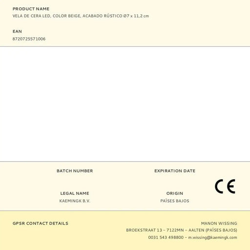 LED Candle Lumineo Beige Cream Ø 7 x 11,2 cm (AAA) - Декорация и Осветление<<<Дом Градина<<<BigBuy&&&LED