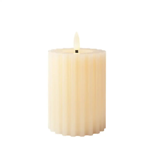 LED Candle Lumineo Beige Ø 7,5 x 12,3 cm With relief (AAA) - Декорация и Осветление<<<Дом Градина<<<BigBuy&&&LED