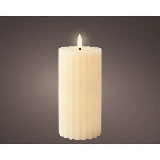 LED Candle Lumineo Cream Ø 7,5 x 17,3 cm With relief (AAA) - Декорация и Осветление<<<Дом Градина<<<BigBuy&&&LED