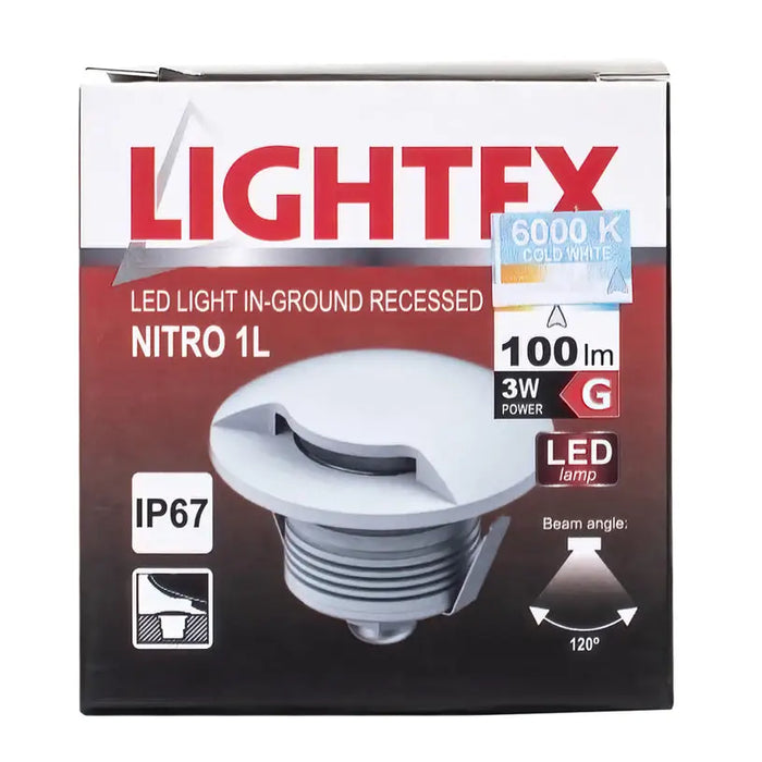 LED FIXTURE FOR BUILDING IN THE GROUND 24V 3W 6000K IP67 Ф60 SILVER LIGHTEX NITRO 1L - Градинско осветление<<<Градинско