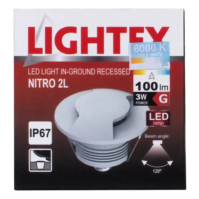 LED FIXTURE FOR BUILDING IN THE GROUND 24V 3W 6000K IP67 Ф60 SILVER LIGHTEX NITRO 2L - Градинско осветление<<<Градинско