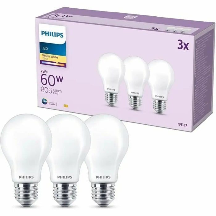 LED lamp Philips A60 E27 Soft green E 7 W 60 W E27 806 lm 3 Units (2700 K) - Декорация и Осветление<<<Дом