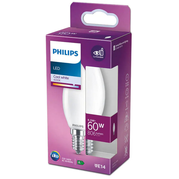 LED lamp Philips Candle E 6,5 W 60 W E14 806 lm 3,5 x 9,7 cm (4000 K) - Декорация и Осветление<<<Дом