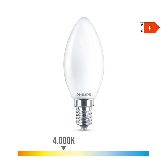 LED lamp Philips Candle White F 40 W 4,3 W E14 470 lm 3,5 x 9,7 cm (4000 K) - Декорация и Осветление<<<Дом