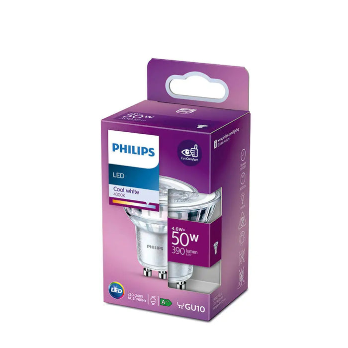 LED lamp Philips F 4,6 W GU10 390 lm 5 x 5,4 cm (4000 K) - Декорация и Осветление<<<Дом Градина<<<BigBuy&&&LED