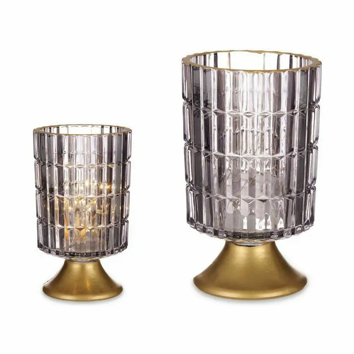 LED Lantern Gift Decor Grey Golden Glass 10,7 x 18 x 10,7 cm (6 Units) - Декорация и Осветление<<<Дом