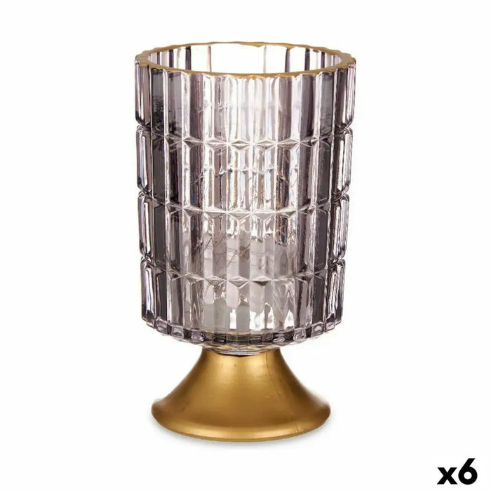LED Lantern Gift Decor Grey Golden Glass 10,7 x 18 x 10,7 cm (6 Units) - Декорация и Осветление<<<Дом