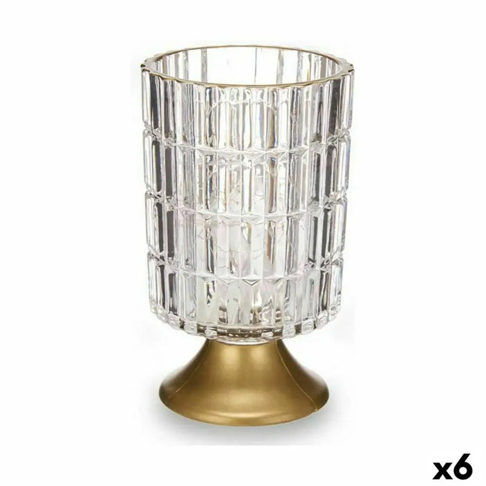 LED Lantern Gift Decor Transparent Golden Glass 10,7 x 18 x 10,7 cm (6 Units) - Декорация и Осветление<<<Дом