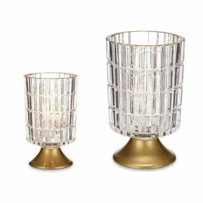 LED Lantern Gift Decor Transparent Golden Glass 10,7 x 18 x 10,7 cm (6 Units) - Декорация и Осветление<<<Дом