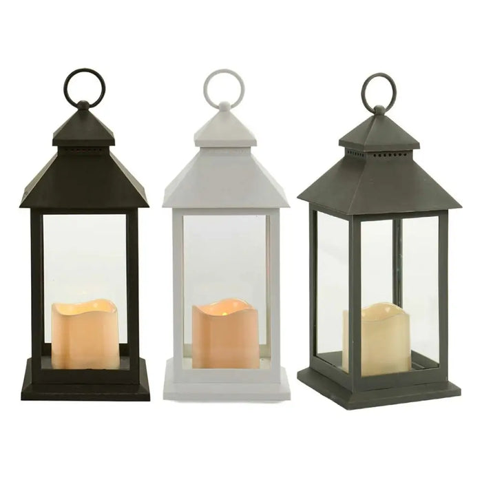 LED Lantern Gift Decor White Black Crystal Plastic 13,5 x 34,5 x 13,5 cm (12 Units) - Декорация и Осветление<<<Дом