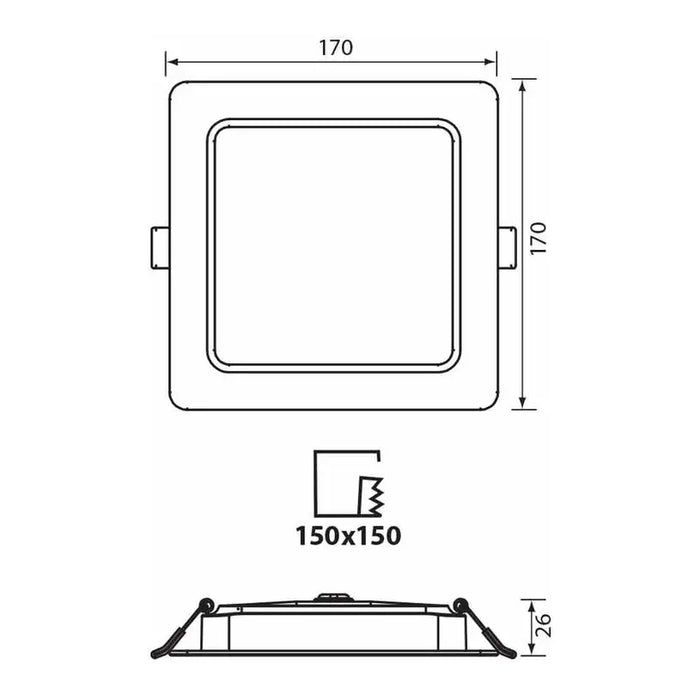 LED MOON 18W 3000K-4000K-6400K IP54 SQUARE FOR BUILT-IN VIVALUX KAPI - Луни<<<Вътрешно