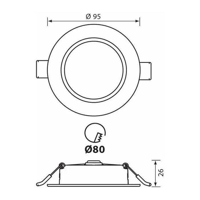 LED MOON 5W 3000K-4000K-6400K IP54 CIRCLE FOR BUILT-IN VIVALUX VERA - Луни<<<Вътрешно